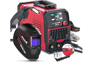 ACEWELDER 140A MIG Welder, 3 in 1 Flux Core, MIG/LIFT TIG/Stick Welding Machine 110V Portable IGBT Inverter Synergic Control, LED Display with Welding Helmet