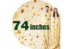 ACTEB 74in Burrito Tortilla Blanket White Elephant Gifts for Adults Useful Throw Blankets Women Men Party Cool Stuff Novelty Gag Soft Fleece Wrap