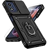 for Motorola Moto G 5G 2024 Case with Slide Camera Cover HD Screen Protector [Military Grade Drop Tested] Magnetic Ring Holder Kickstand Protective Phone Case for Motorola Moto G 5G 2024, Black