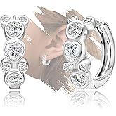 Mouse Earrings for Teens Women - Sterling Silver Cute Animal Heart Mouse Hoop Earrings Hypoallergenic Sparkle Cubic Zirconia 