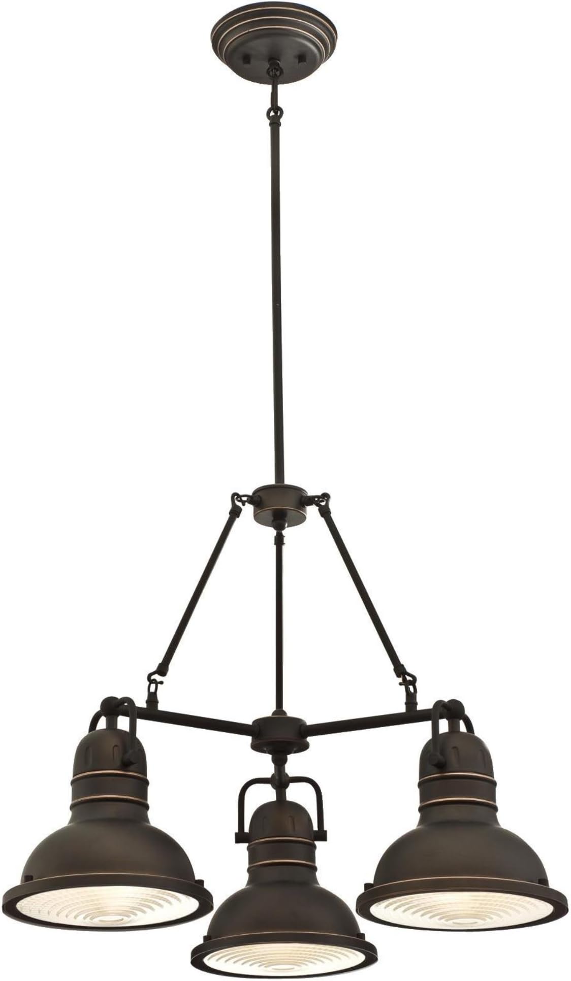 Westinghouse Lighting 6333700 Boswell Three-Light Indoor Chandelier, Oil Rubbed Bronze Finish with Highlights and Prismatic Lens
