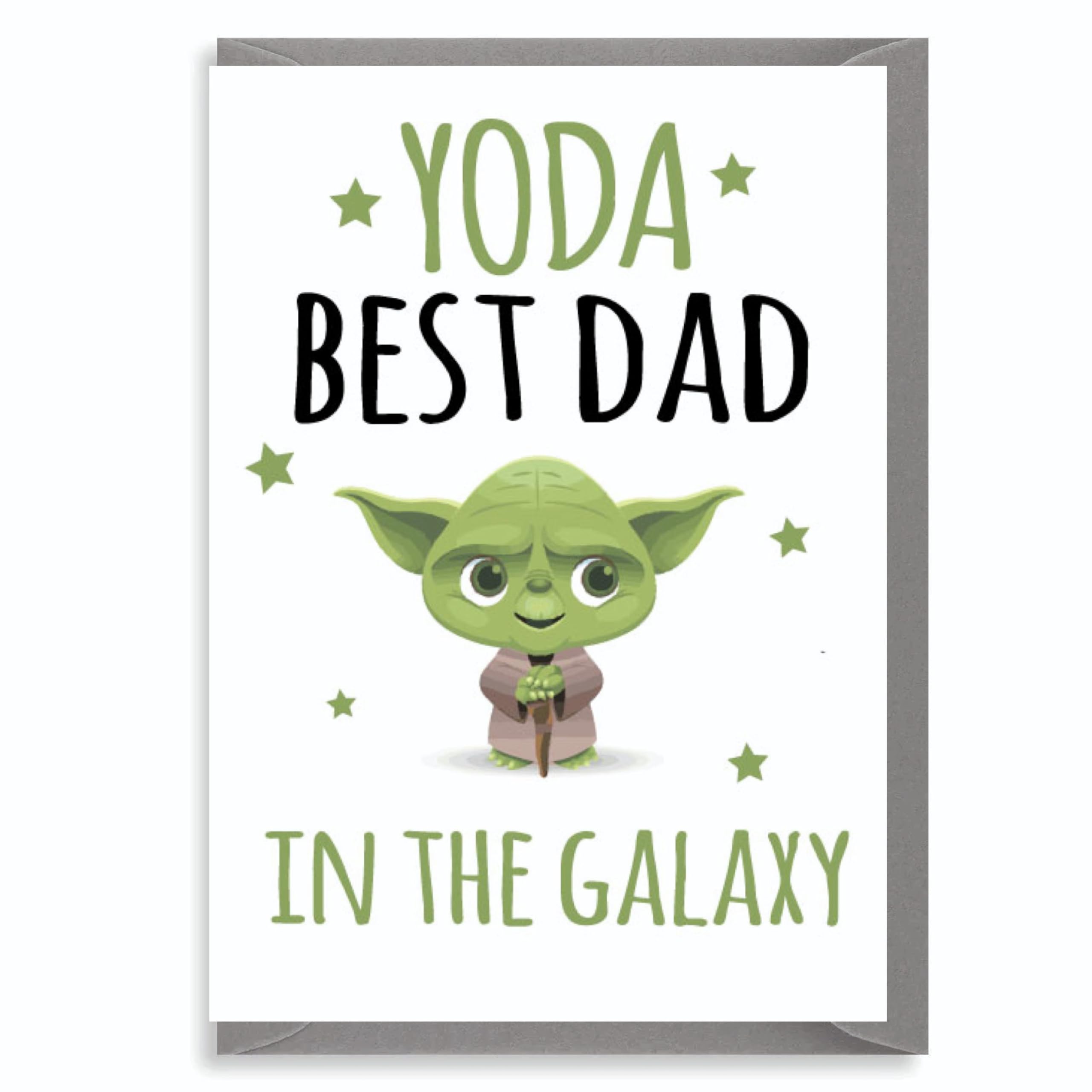 Funny Birthday Card for Dad From Son Daughter Best in the Galaxy Cute Alien Character Humour Card C97