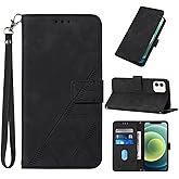Moment Dextrad for iPhone 12 Wallet Case/for iPhone 12 Pro Wallet Case,[Kickstand][Wrist Strap][Card Holder Slots] TPU Interior Protective PU Leather Folio Flip Cover (Black)