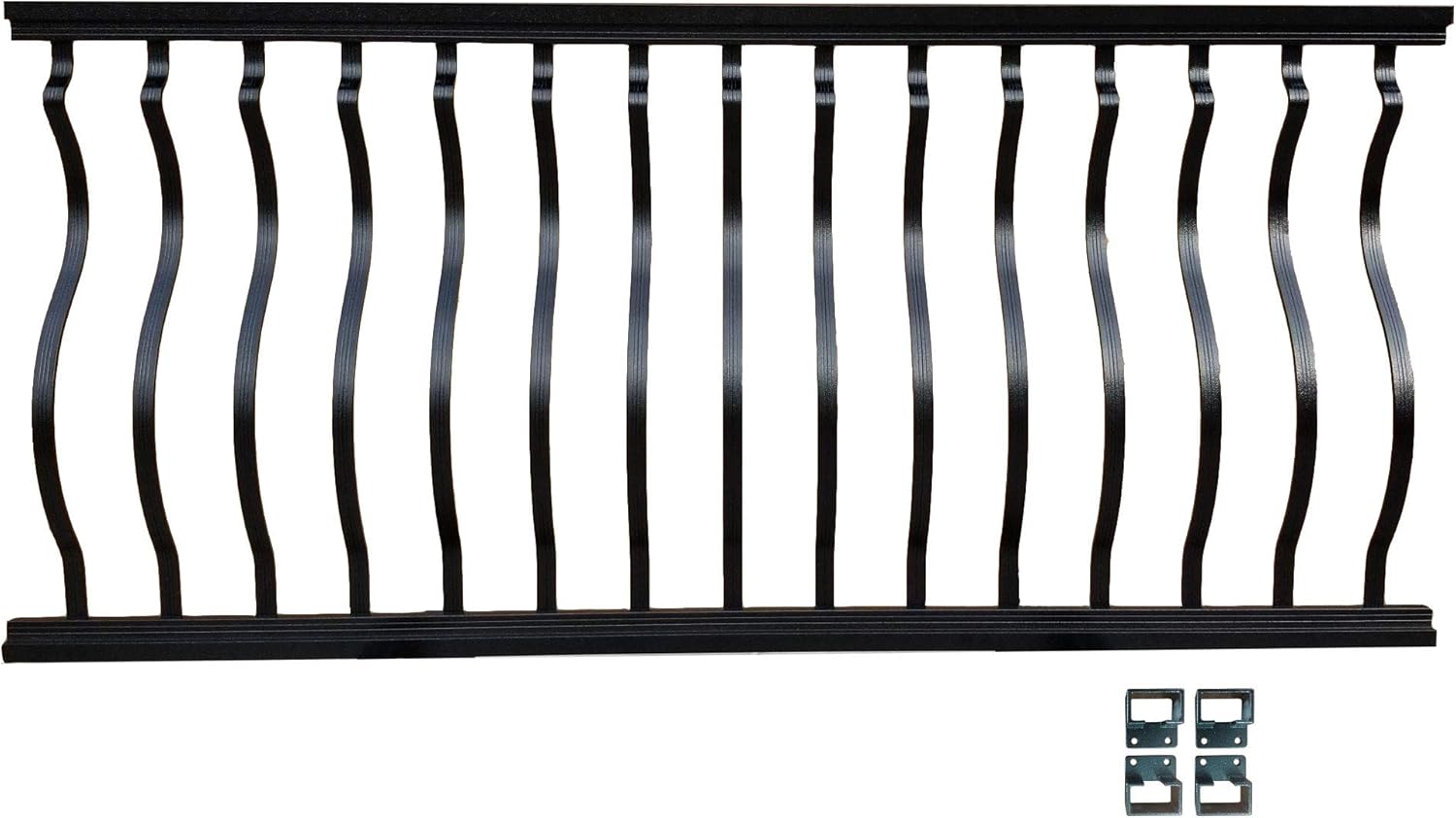 8 ft. x 42 in. Hammered Black Aluminum Straight Deck Railing Kit with