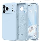 SuydanBox Magnetic for iPhone 17 Pro Max Case, Compatible with MagSafe, [Full Camera Protection][Screen Protector] Silicone Shockproof Protective Phone Case for iPhone 17 Pro Max 6.9", Light Blue