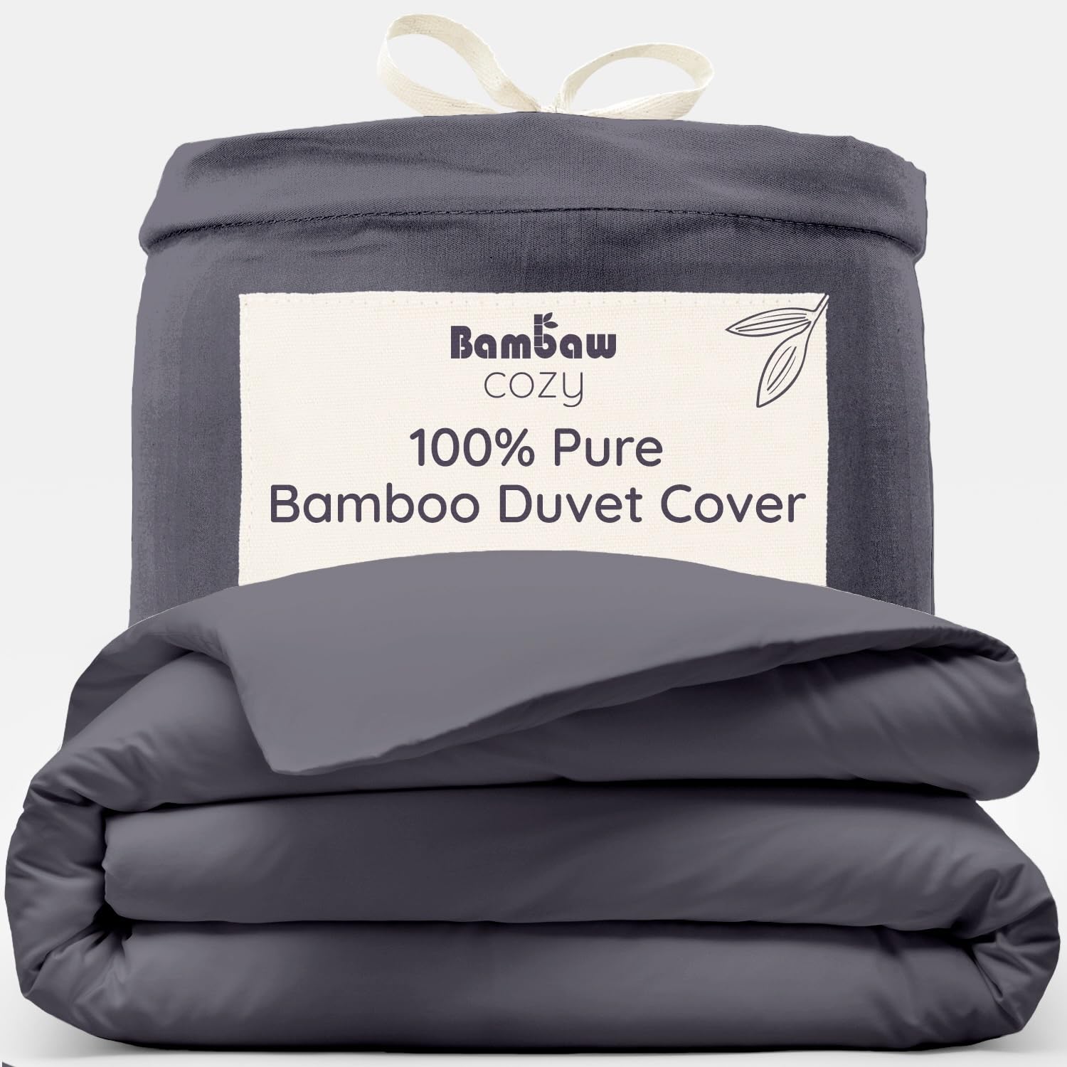 Bambaw Bamboo Duvet Cover Single, 135x200 cm, Cooling Bed Sheets, 100% Bamboo Bedding Single, Mite-Resistant Anti Allergy Bedding, Soft, Breathable & Cool Summer Duvet Cover 135x200 cm (Charcoal)
