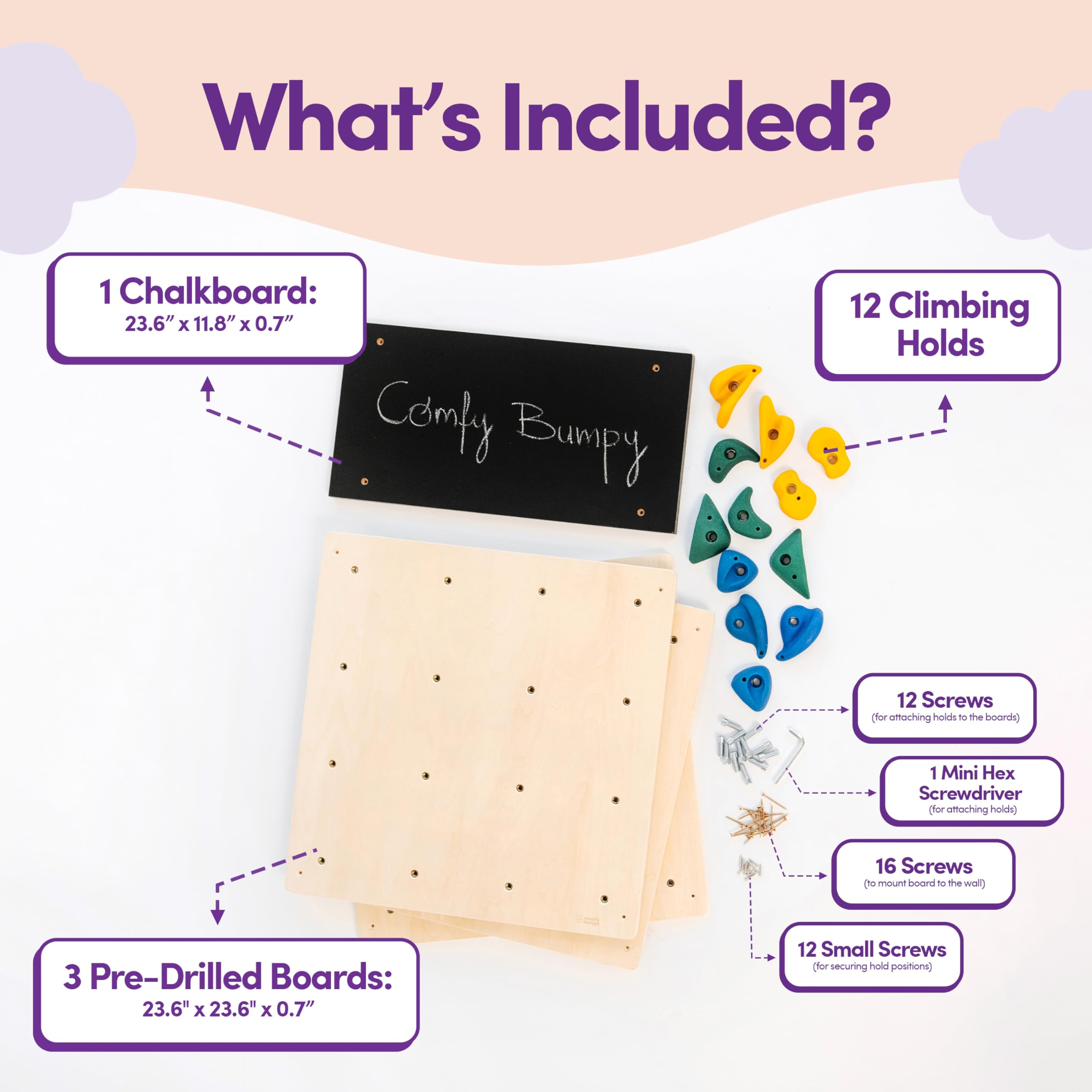 ComfyBumpy Rock Climbing Wall for Kids | Indoor Playground and Play Gym Set - Kids Climbing Toys Indoor Playset for Girls and Boys Playroom