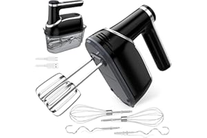 Cordless Hand Mixer, 12 Speed Rechargeable Electric Handheld Mixer with 6 x 304 Stainless Steel Attachments (Whisks, Beaters,