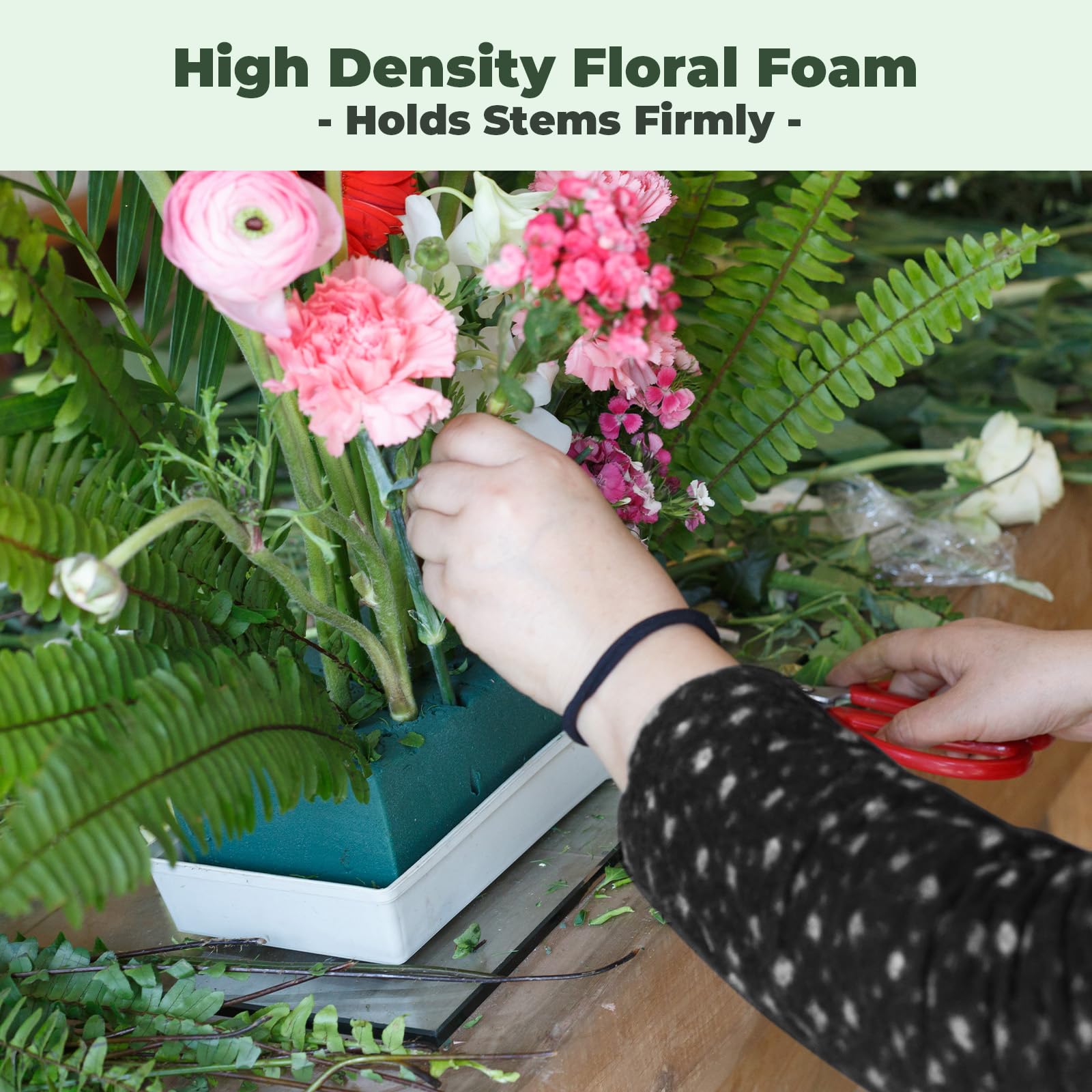 Upgraded 6 Pack Floral Flower Foam Blocks, Green Plant Foam for Flower Arrangements, Wet & Dry Florist Foam Styrofoam for Fresh and Artificial Flowers (5.5