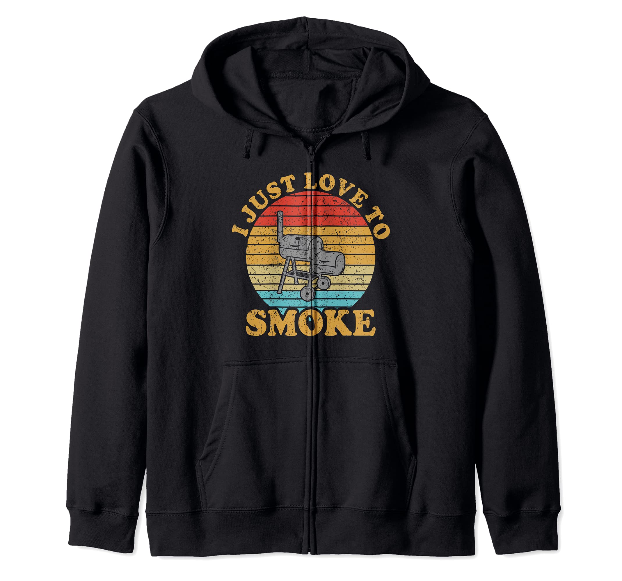 Retro I Just Love To Smoke BBQ Grill Zip Hoodie