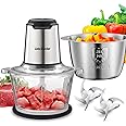 Liebe&Lecker Food Processor, Meat Grinder with 2 Bowls 8 Cup and 8 Cup, Food Chopper Electric Vegetable Chopper with 4 Large Sharp Blades for Fruits, Meat, Vegetables, Baby Food, Nuts, 2 Speed.