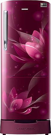 Samsung 215 L 4 Star Inverter Direct Cool Single Door Refrigerator(RR22T382XR8/HL, Blooming Saffron Red, Base Stand with Drawer)