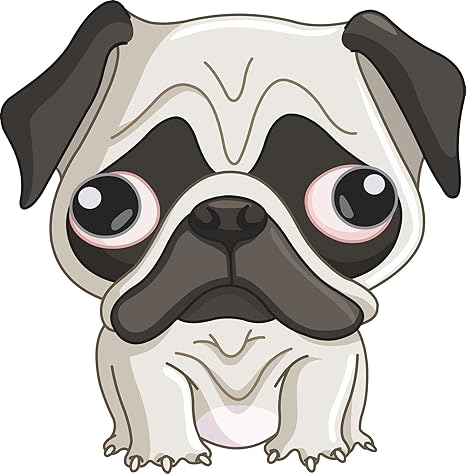 Amazon 悲しいパグlittle子犬犬漫画絵文字ビニールデカールステッカー 4 Tall 外装 エアロパーツ 車 バイク