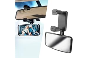 OFBAND 360° Curved Baby Car Mirror without Dead Angle,Clip on Car Seat Mirror for Baby Rear Facing Clips Onto Rearview Mirror,Adjustable Baby Mirror for Car SUV Truck