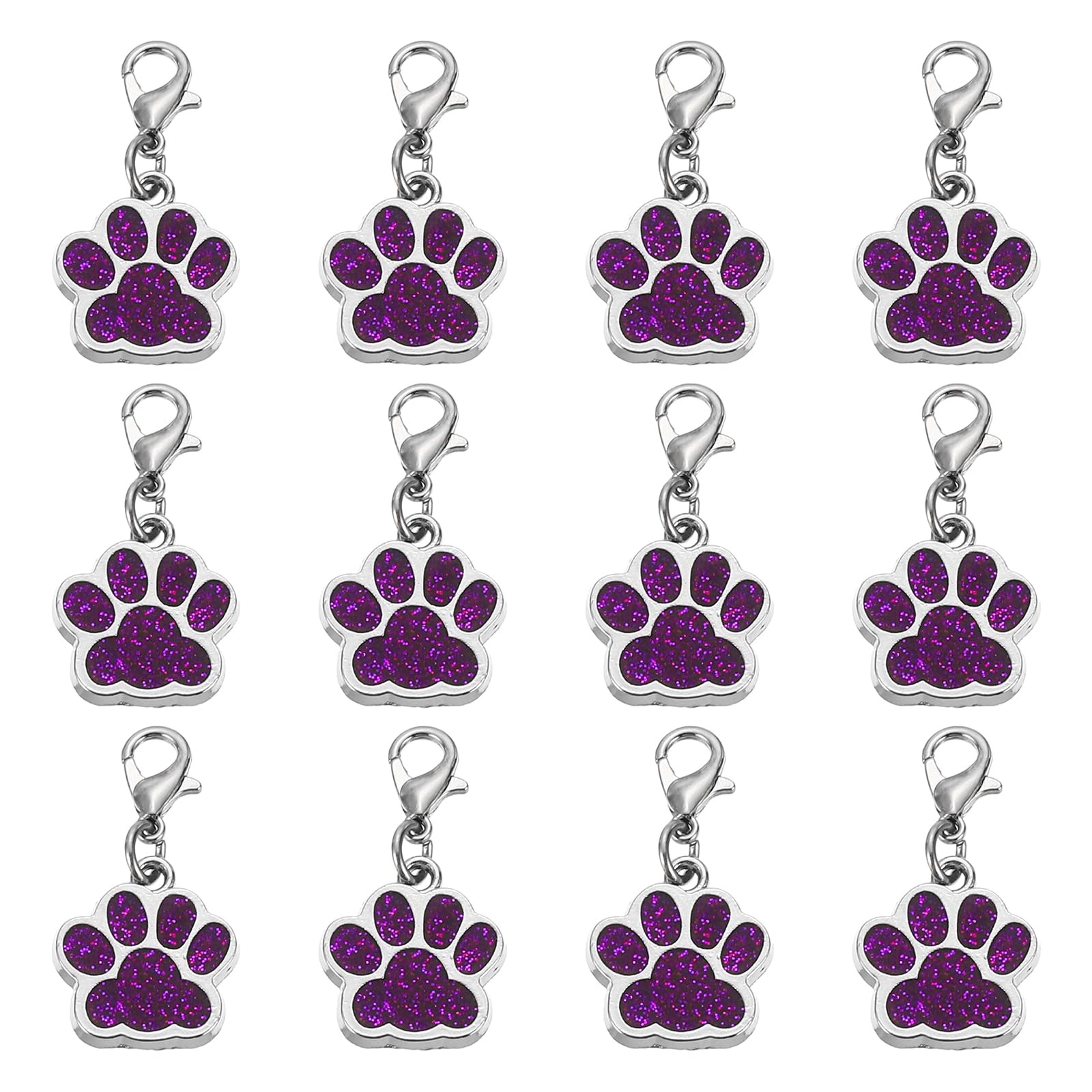 PATIKIL Dog Paw Crochet Stitch Markers, 12 Pack Metal Pendants Charm Knitting Markers Stitch Marker for Sewing Crocheting Jewelry Making, Purple