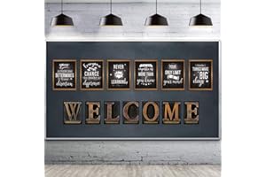 DUAIAI 13 Pieces Industrial Chic Bulletin Board Posters, Inspirational Quote Positive Affirmation Motivational Posters with Welcome Sign for School Decor Classroom Decorations