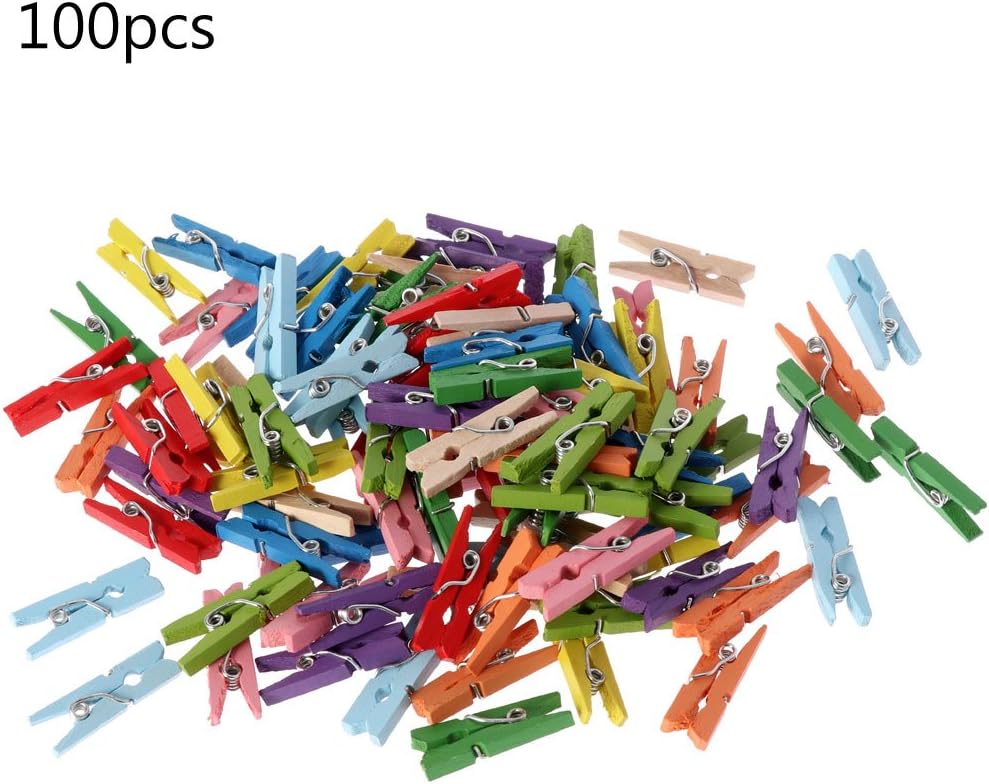 suoryisrty Plush Toys,Mini DIY Wooden Clothes Photo Paper Pegs Clothespin Cards Craft Clips 100Pcs/Set