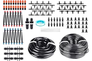 240FT Drip Irrigation System Kit for Garden, Watering System with Adjustable Nozzles, 1/2 & 1/4 inch Tubing Hose, DIY Automat