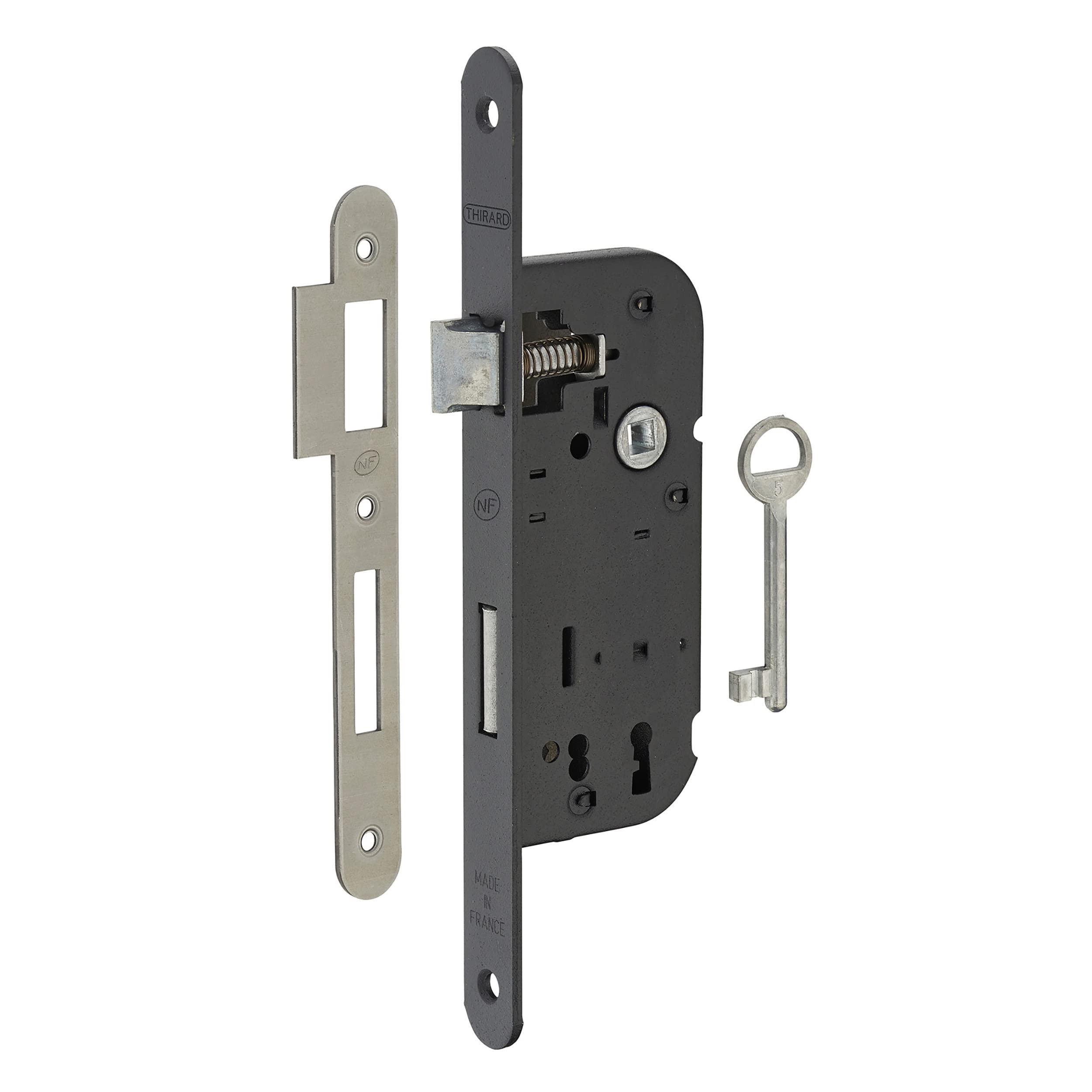 Thirard 901502 Mortise Lock with 1/2 Turn Round End 1 Key A/C Axis Lock 40 mm