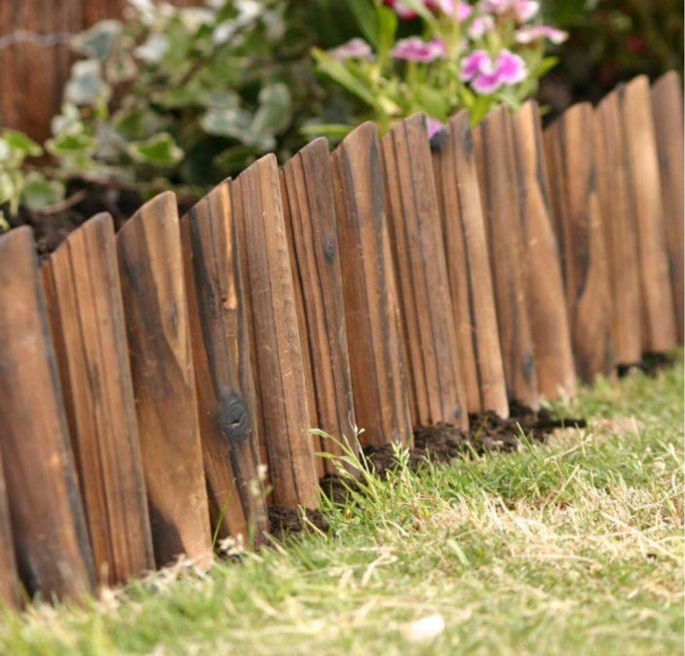 3 x Burnt Log Border Roll Fence Edging 110cm x 14cm