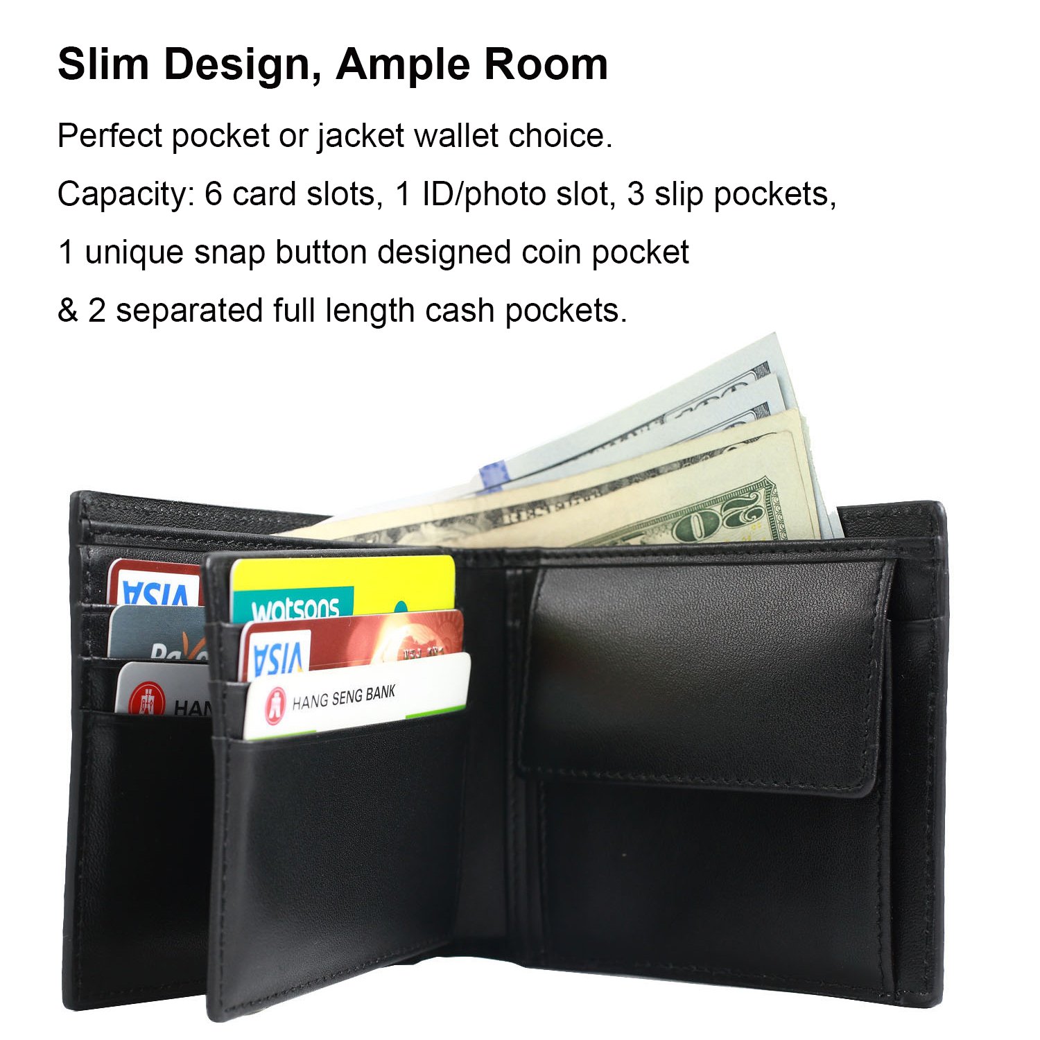 Men RFID Blocking Carbon Fiber Wallet Trifold Slim Ultralight with Coin Pocket