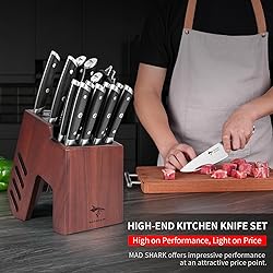 MAD SHARK Knife Set, 17 Pieces Kitchen Chef Knife