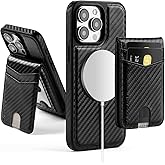 SkyEagle Compatible with Magsafe 2 in 1 Detachable iPhone 15 Pro Wallet Case with Card Holder,Women Men Magnetic PU Leather RFID Blocking Flip Kickstand Credit Slots for Apple 15 Pro,Carbon Black