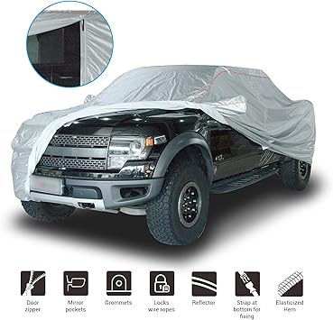 Amazon Com Shieldo Deluxe Truck Pickup Cover With Door Zipper Windproof Straps And Buckles 100 Waterproof All Season Weather Proof Fit Long Bed Pickup Length Up To 226 Inches Automotive