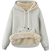 Gihuo Women's Winter Warm Hoodie Sherpa Fleece Lined Pullover Hoodie Hooded Sweatshirt
