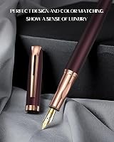 BOCIYER Samurai Fountain Pen Set with Titanium Tip Bent Nib 8 Cartridges Dark view 3