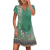 ETCYY Women's Casual T Shirt Dress Short Sleeve Summer Dresses 2026 Spring Clothes Boho Beach Vacation Sun Dress with Pockets