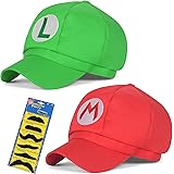 Super Mario Bros Hat Luigi Cap Cosplay Kids Adult Halloween Costume Baseball Anime Unisex Role Play Hat 2Pcs 22.83-23.62Inch(