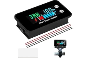 Yenblow IPX7 Waterproof Battery Capacity Monitor, Golf Cart Battery Meter Monitoring, Motorcycle Car Boat Digital Battery Capacity Monitor Percentage Color Tester with Buzzer Alarm and Temperature