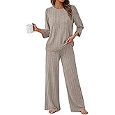 LILLUSORY Womens 2 Piece Lounge Sets Pajamas Matching Outfits 2026 3/4 Sleeve Fall Clothes Vacation Comfy Casual Sweatsuits