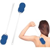 Rehabilitation Advantage 18" Long Handle Bath Sponge, 2 Pack Blue | 18" Bath Sponge with Soft Hourglass Head Helps Extend Reach for Comfortable, Independent Personal Hygiene.