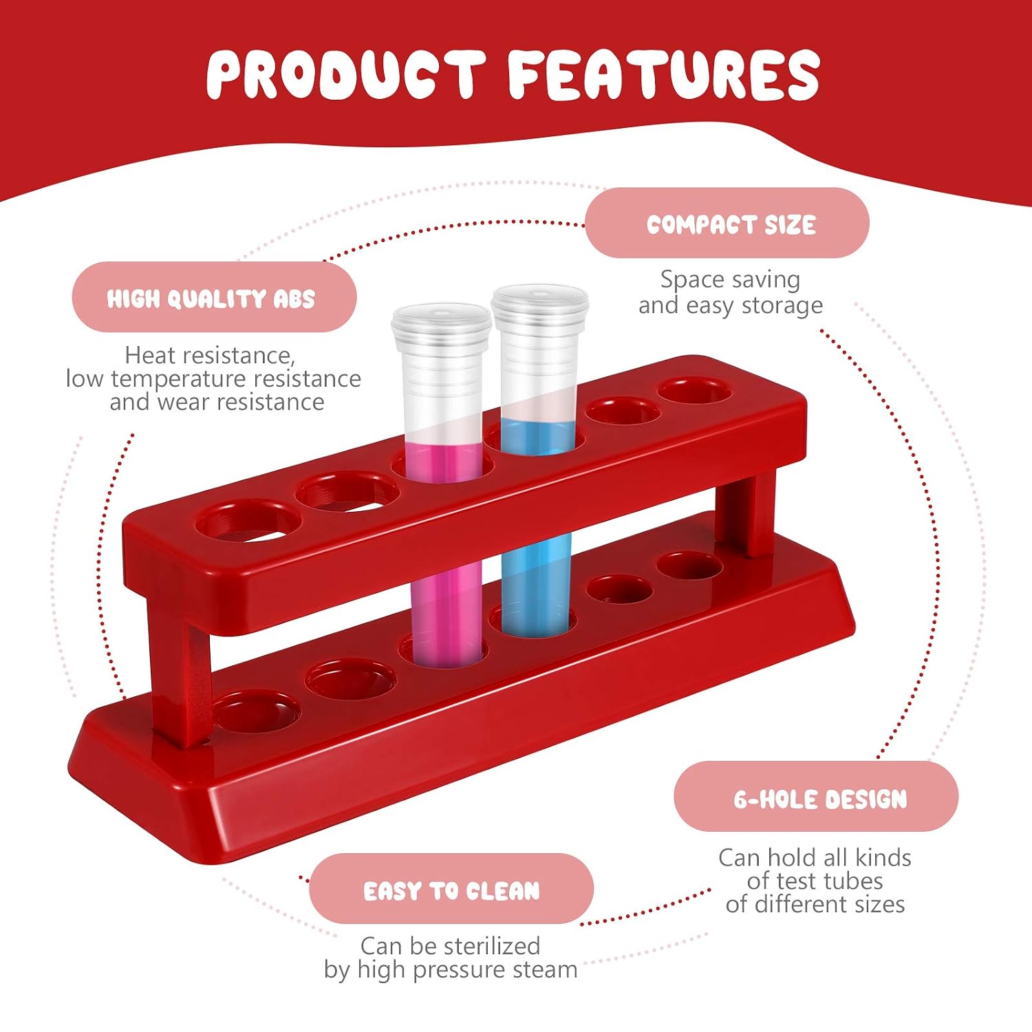 Small Test Tube Racks Plastic 6 Hole 3pcs Tube Holder School Laboratory Supplies School Teaching (Random Color) - Image 5