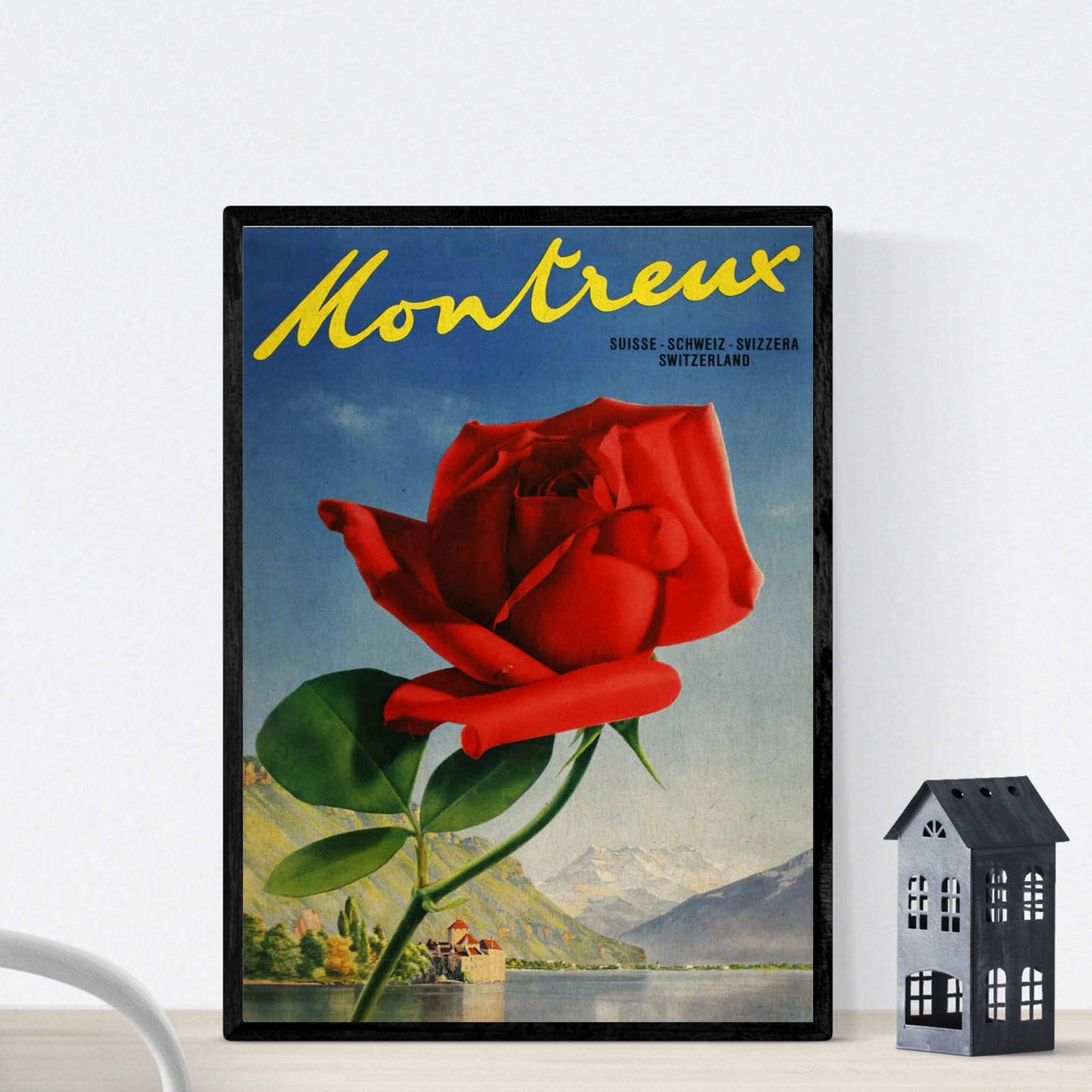 Nacnic Vintage Poster Vintage poster of France and Italy. Travels to Switzerland. A4 size