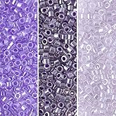 Miyuki Delica Seed Beads Bundle: Size 11/0, Purple Opaque Luster Palette Collection DB241, DB249, DB250 - 3 Tubes of 7.2 Grams ea