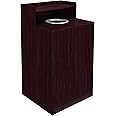 Flash Furniture Dell Trash Can Enclosure with Tray Shelf and 8" Drop Hole, Commercial Grade Trash Receptacle for 32 Gallon Round Cans, Swing Door Access, Mahogany