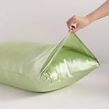 NTBAY Silk Satin Pillowcases 2 Pack 50x75 cm Sage Green Envelope Closure view 2