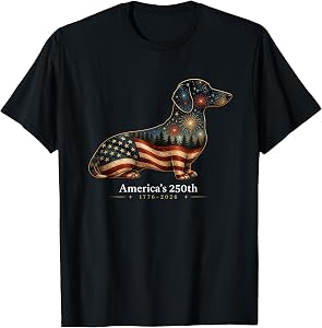 Dachshund America's 250th Patriotic Dog Fireworks T-Shirt