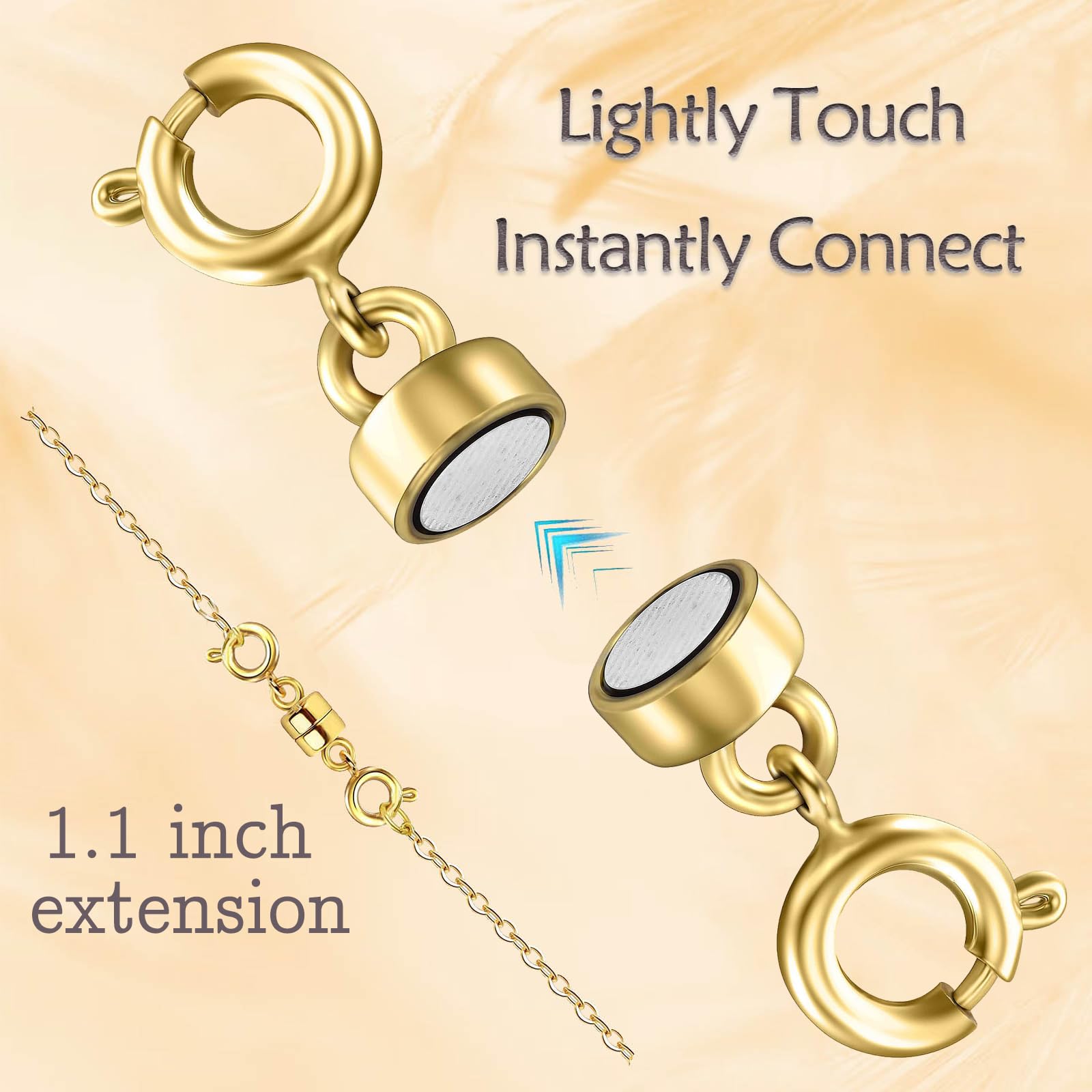Double Magnetic Necklace Clasps and Closures 14K Gold and Silver Bracelet Extender Jewelry Clasps Converters for DIY Jewelry Making