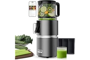 Anybear Cold Press Juicer with 4.9" Large Feed Chute, 350W Masticating Juicer Machines with Dual Slow-Squeezing Technology fo