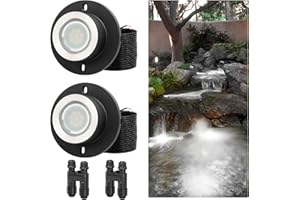 HIBOITEC Pond Lights 3W LED IP68 Waterproof Underwater Lights with UL Cord Warm White 4000K Low Voltage Landscape Lighting for Fountain Pool Compatible 12-24V AC/DC 2Pack
