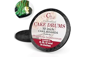 Cakebon Cake Boards - Sturdy 1/2 Thick Drums - 10 Inch Professional Fully Wrapped Edges Black 1-Pack