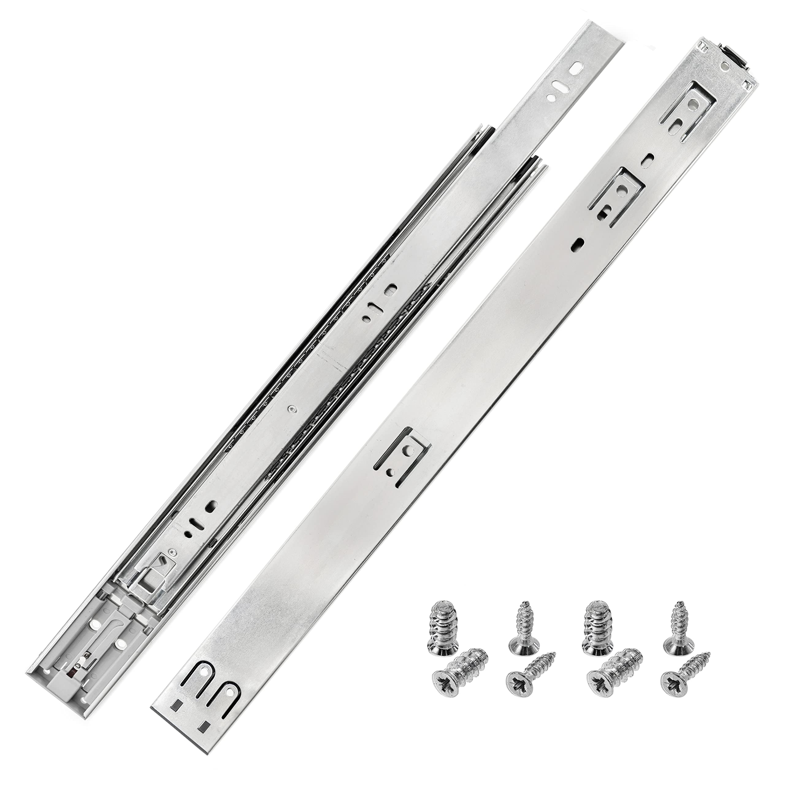 HELPMATE Drawer Runners Soft Close Full Extension 400 mm 1 Pair Set of 2 Ball Full Extension Drawer Runners Rail System Drawer Guide Galvanised Steel Silver Includes Mounting Material