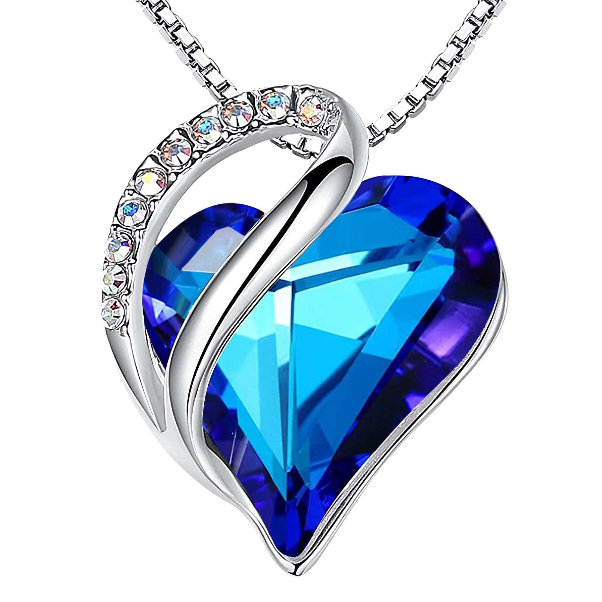 Leafael Mother's Day Necklace for Women, Infinity Love Birthstone Heart Pendant with Healing Crystals, Allergy-Free Jewellery with Gift Box, Silver-Tone — image 1