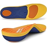 WalkHero Running Insoles - Plantar Fasciitis Insoles and Orthotic Arch Support Shoe Insoles for Men & Women with Shock Absorption and Heel Cushioning Cup - Pulse Orange (Mens 15-15.5)