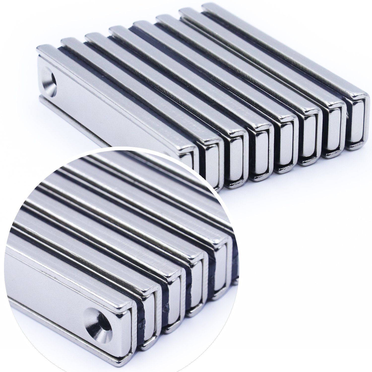 Strong Neodymium Rectangular Pot with Counter Bore, Countersunk
