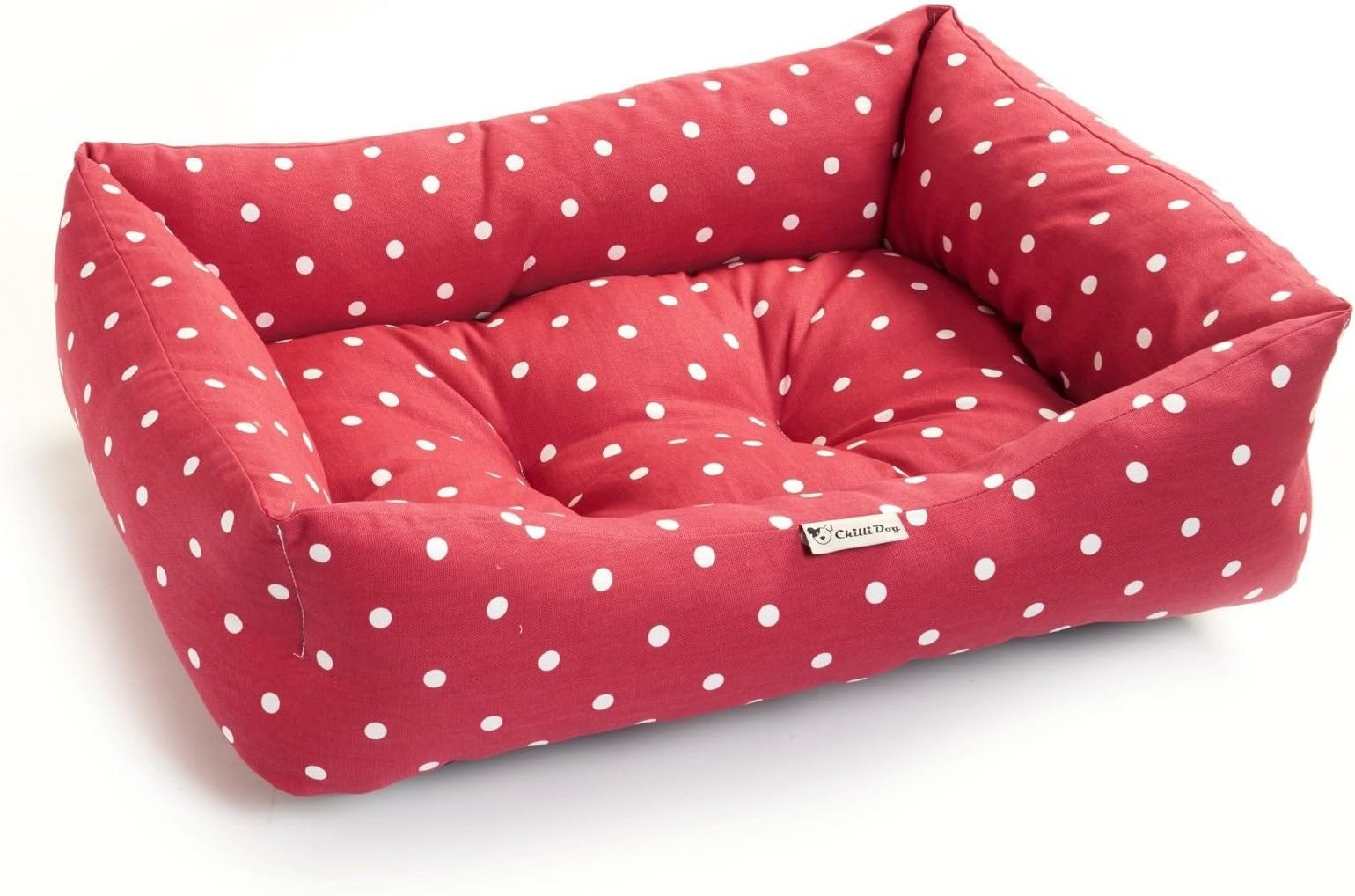 Chilli Dog Clarke and Clarke Fabric Maroon Dot Design washable pet Pet Bed- Size Medium